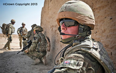 A soldier in a desert environment
