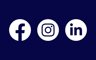 Icons for Facebook, Instagram and LinkedIn