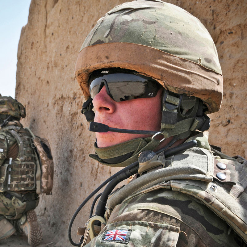 A soldier in a desert environment